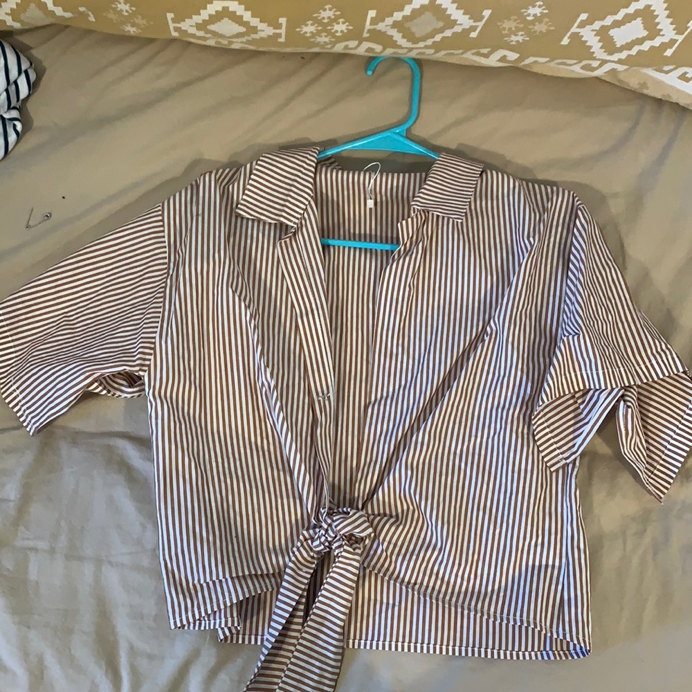 Zaful striped blouse with knot in front